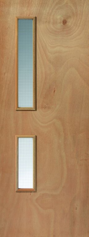 JB Kind Plywood Flush Firedoor with 2 glazed openings